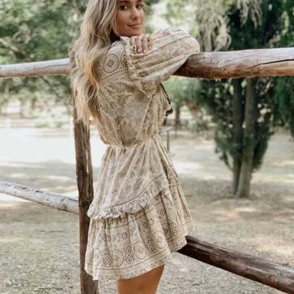 Boho Gypsy Ruffle detail Mini Dress - Picture 2 of 9